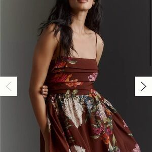 Anthropologie Floral Brown Dress